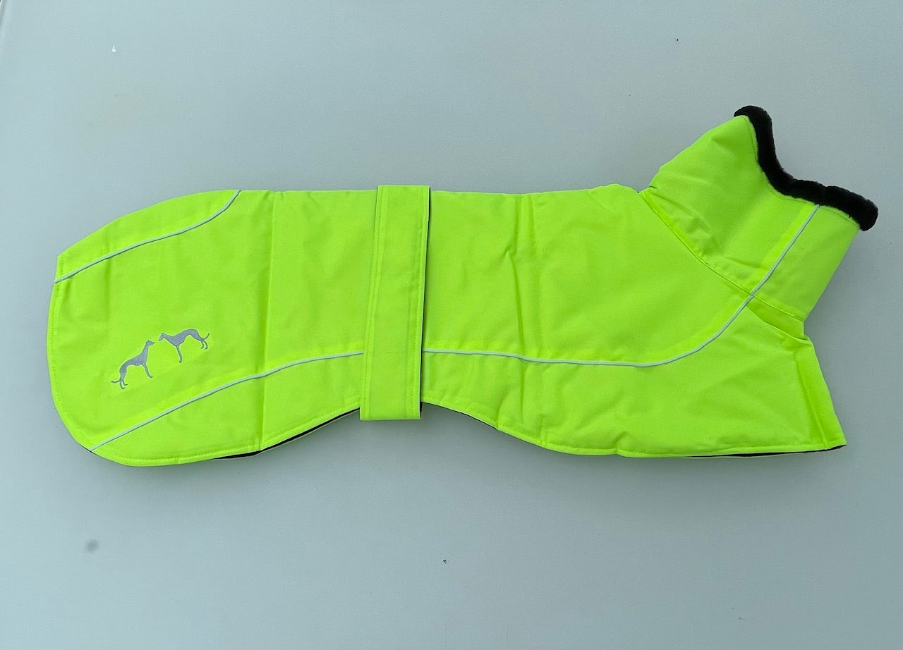 Windhond winterjas fluor groen