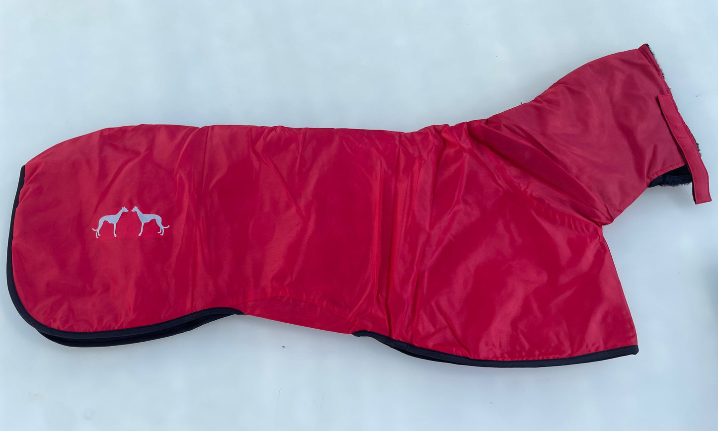 Windhond winterjas rood