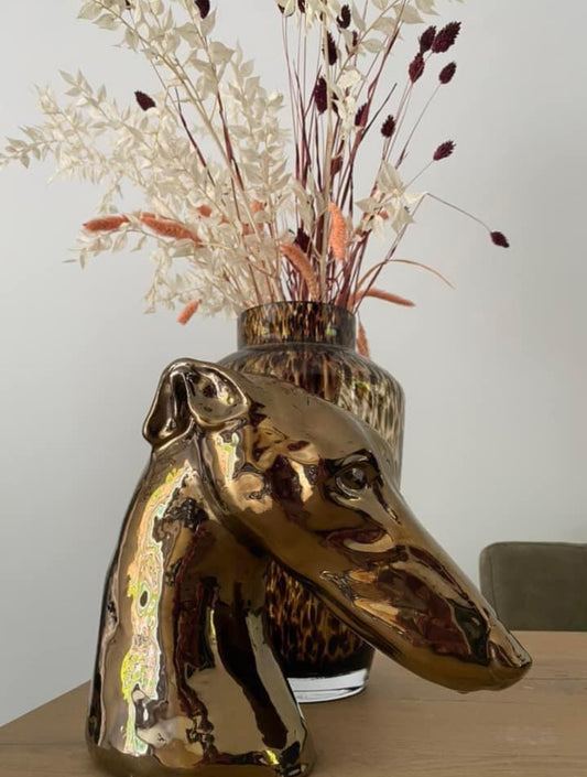 Beeld Windhond keramiek (bronskleurig)