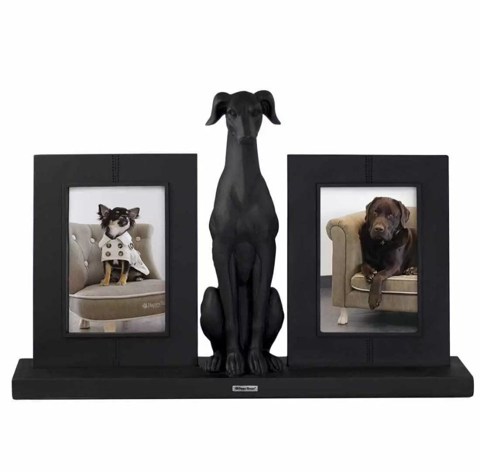 Diptych photo frame with stately greyhound