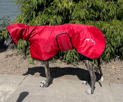 Windhond winterjas rood